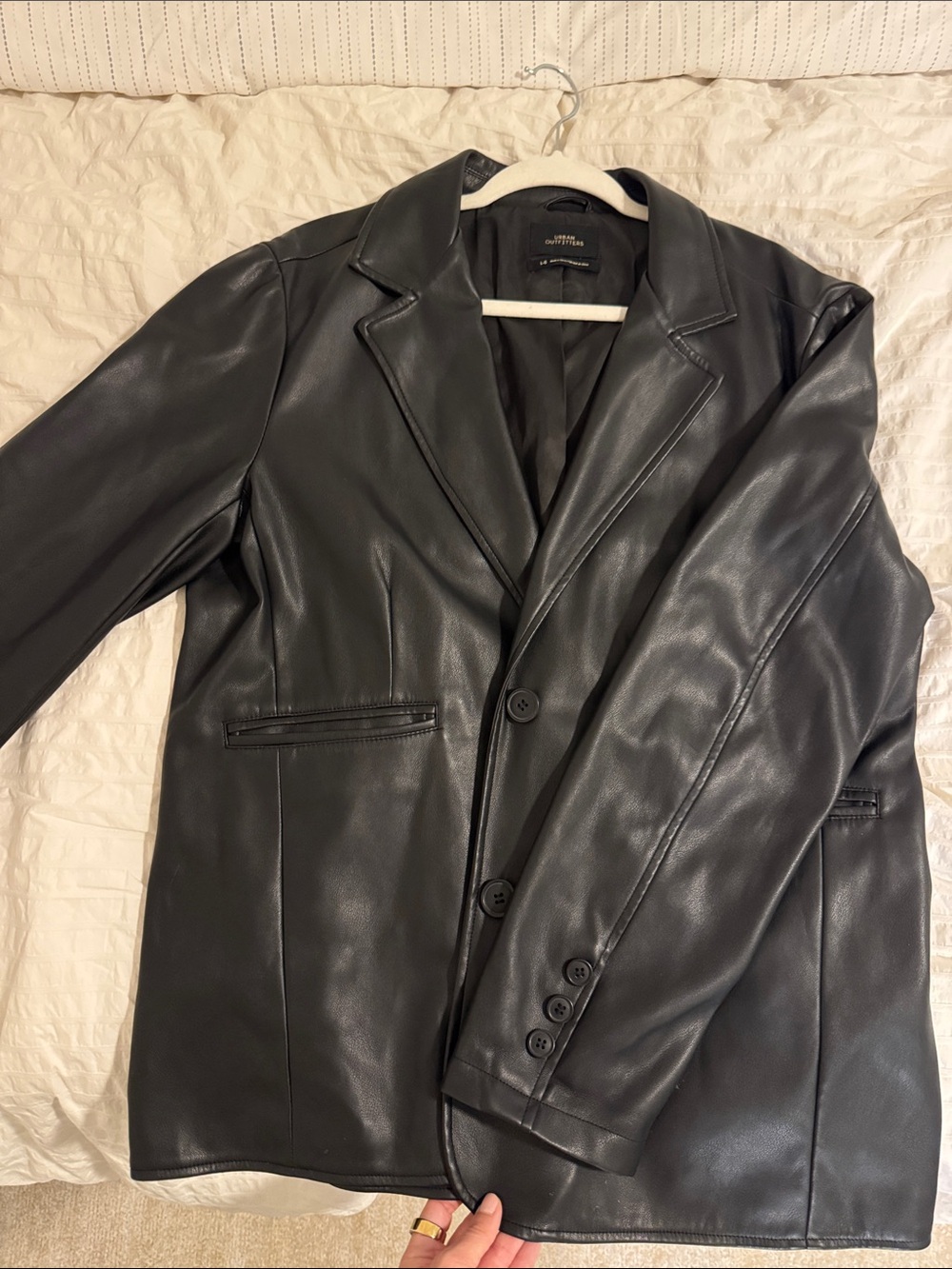 Urban Outfitters Black Faux Leather Blazer Jacket